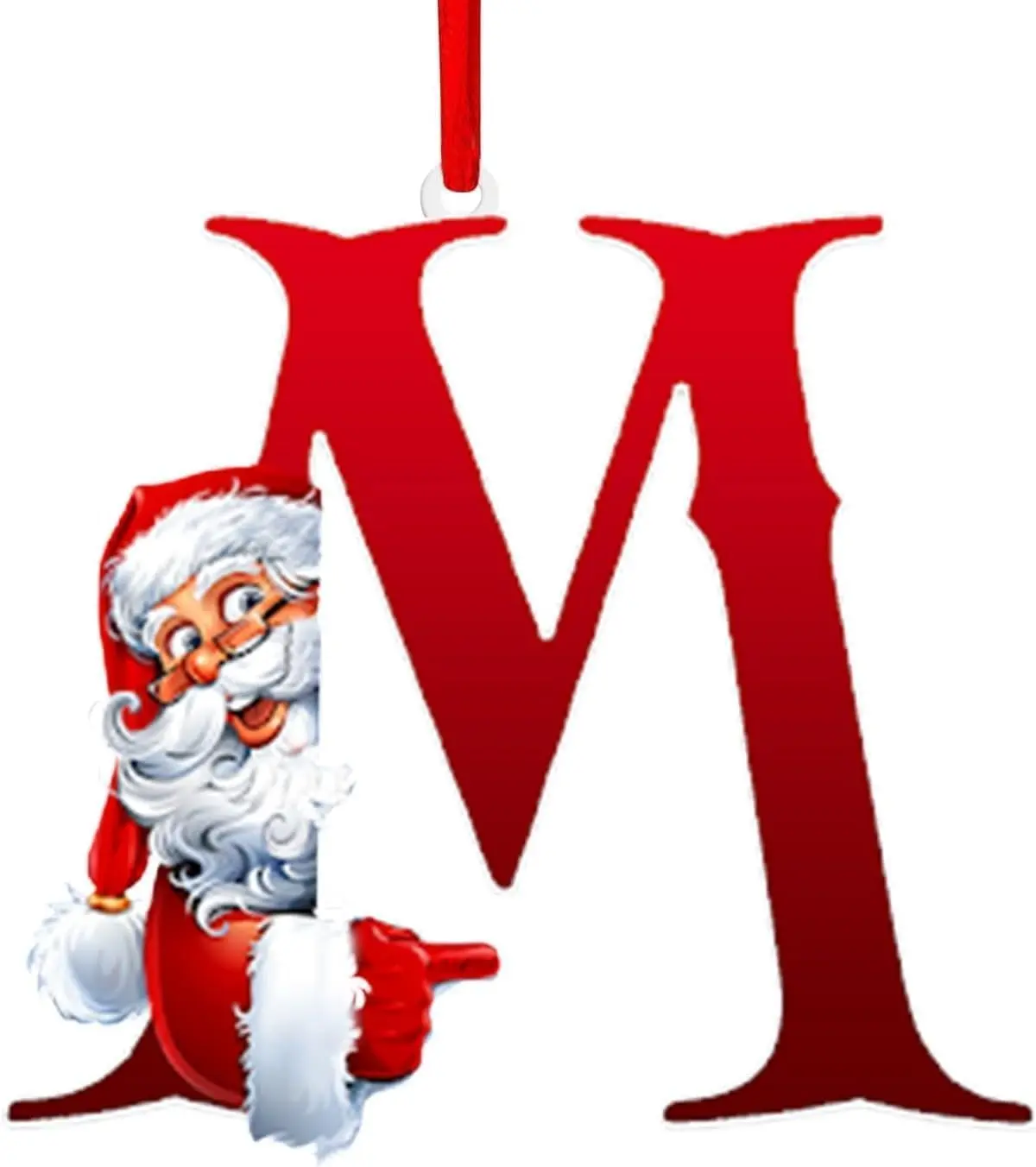 26 Letter Ornaments Christmas Tree Decoration Personalized Santa Claus Monogram Initial Letter M Alphabet for Tree DIY Craft Christmas Ornament (M)
