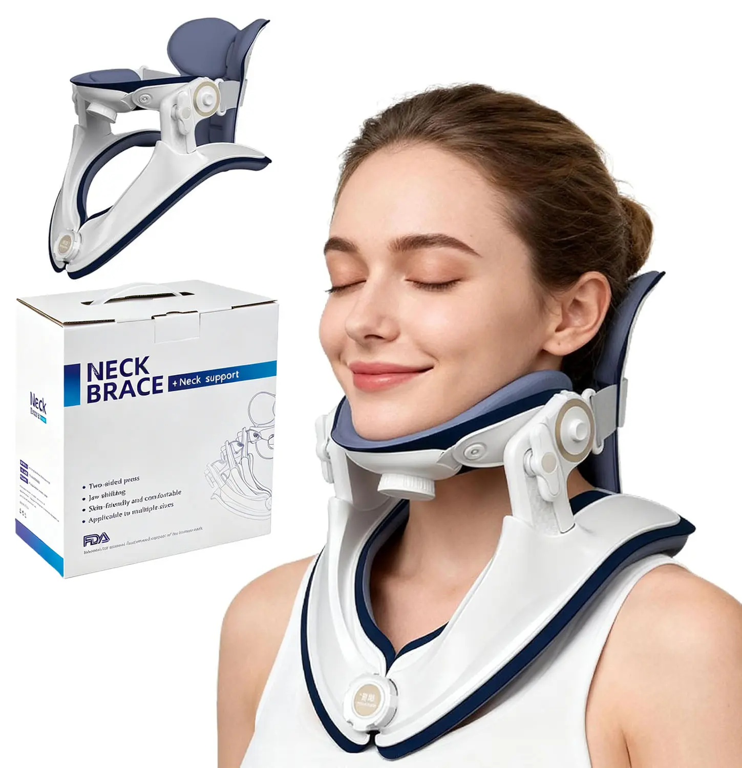 Adjustable Cervical Traction Device - Lightweight Neck Stretcher Brace for Pain Relief, Cervical Spine Decompression, Ergonomic Design for Home & Office Use