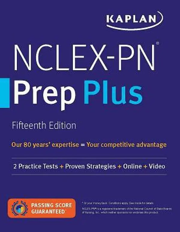 USED Book - Nclex-PN Prep Plus: 2 Practice Tests + Proven Strategies + Online + Video by Kaplan Nursing (Paperback) - english