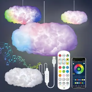 2 meters-DIY LED Cloud Light with Music Sync, USB Powered Ambient Lighting for Bedroom Game Room, Perfect Gift & Party Decor