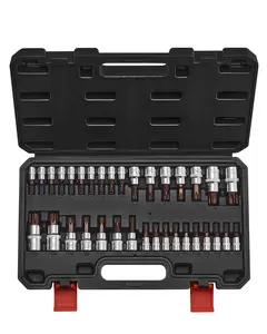 Torx Bit Socket Set, 34-Piece, Professional Grade S2 Alloy Steel Security Star And Tamper-Proof Torx Bits For T6 To T70, Solid Star Profiles, Includes 1/4-Inch, 3/8-Inch, And 1/2-Inch Drive Sockets, Durable Magnetic Case