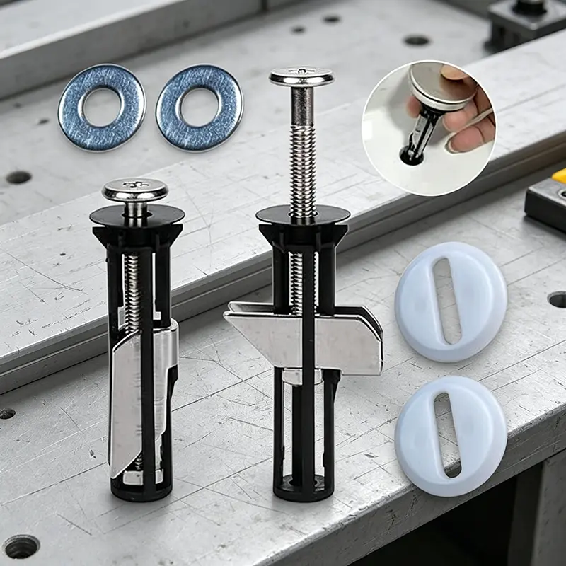 Bathroom Toilet Cover Fixing Screw & Nut Kit, Anti-Loose Wear-Resistant Replacement Parts, Simple Installation Universal Hardware Fasteners for Toilet Seat Daily Maintenance & Renovation Use set Stainless Steel Self-Drilling Screws Kit