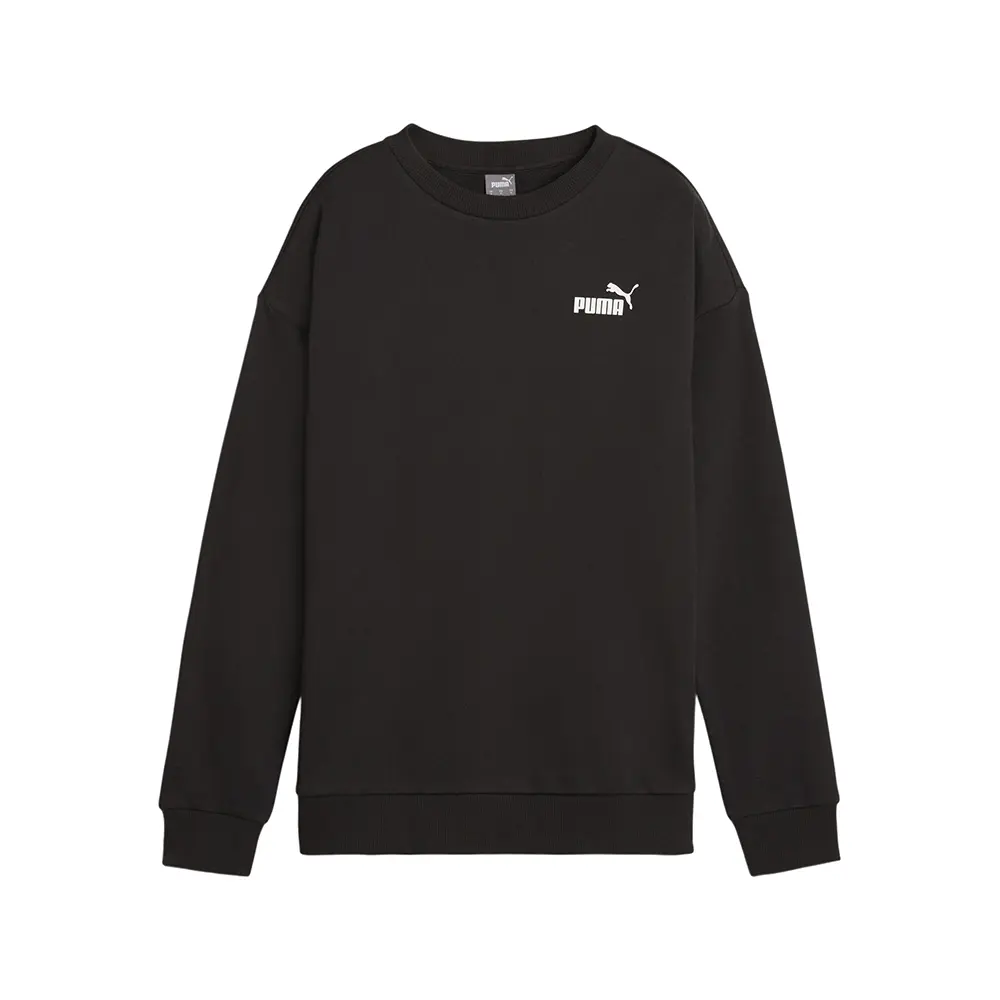 PUMA Womens Essential+ Relaxed Small Logo Crew Neck Sweatshirt Casual - Black