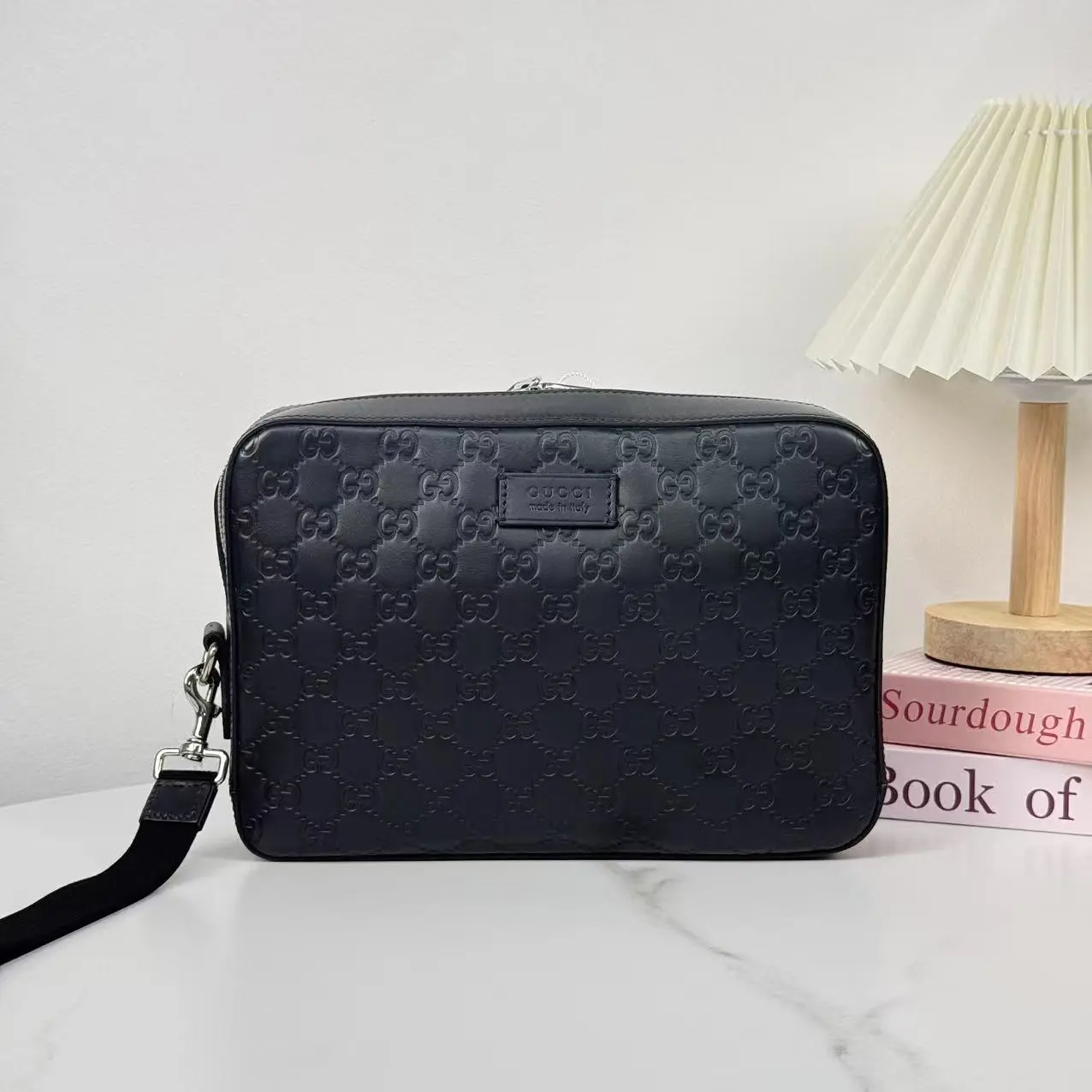 Pre-owned GUCCI Guccissima Zip Clutch Dark Brown