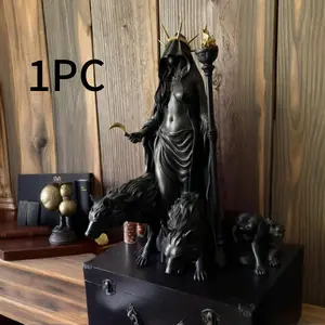Gothic Hecate Statue, Dark Goddess Holding Torch, No Power Needed, Halloween Decor, Mystical Altar, Resin Sculpture Home Decor, Decorative Sculptures