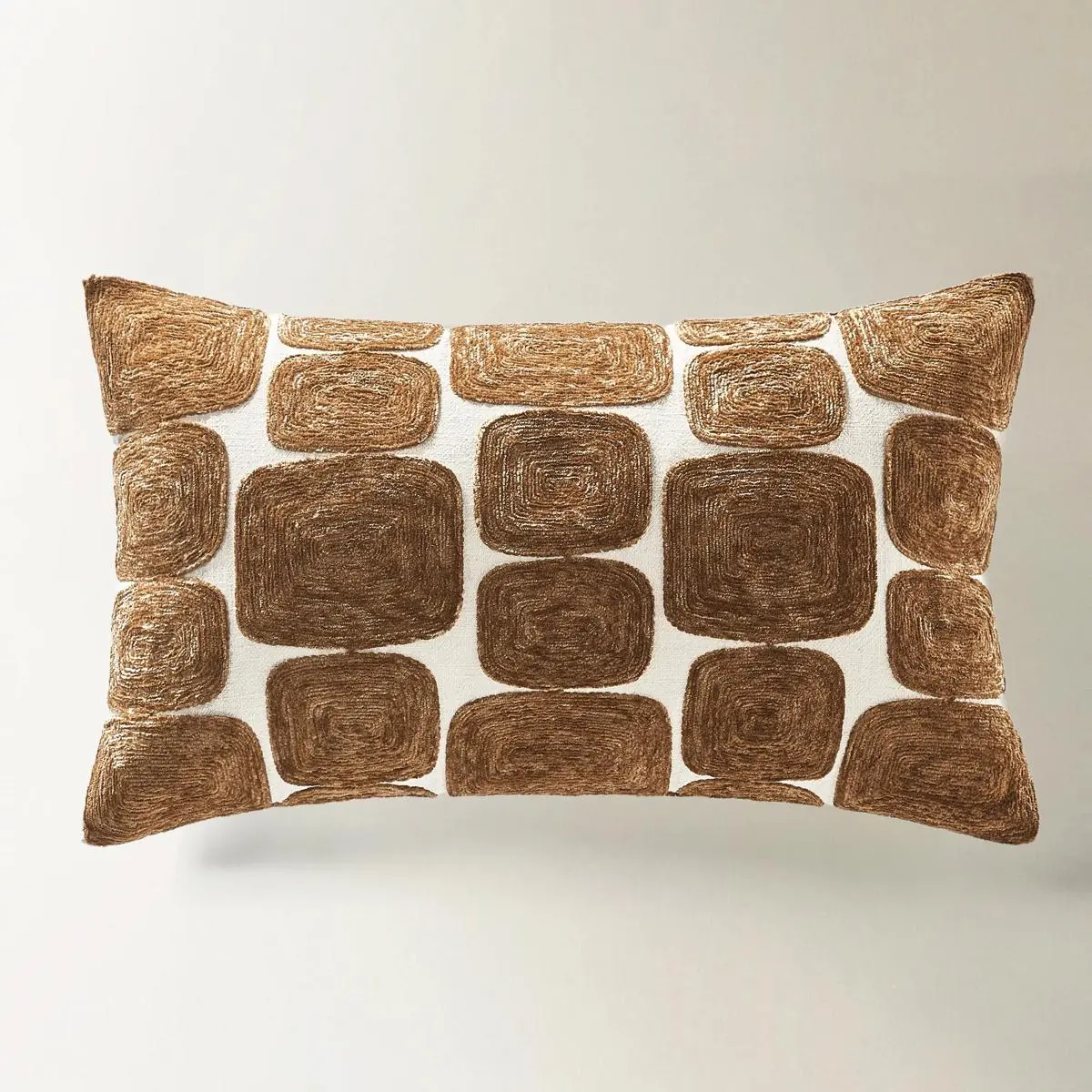 Z Gallerie Kylen Rust-Black Velvet Embroidered Geometric Lumbar Pillow - 14"x24", 100% Polyester, Feather Down Fill, Removable Cover, Adds Richness and Shine for Layering