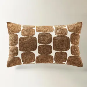 Z Gallerie Kylen Lumbar 24" x 14" - Rust/Black Pillow Geometric Feather Down