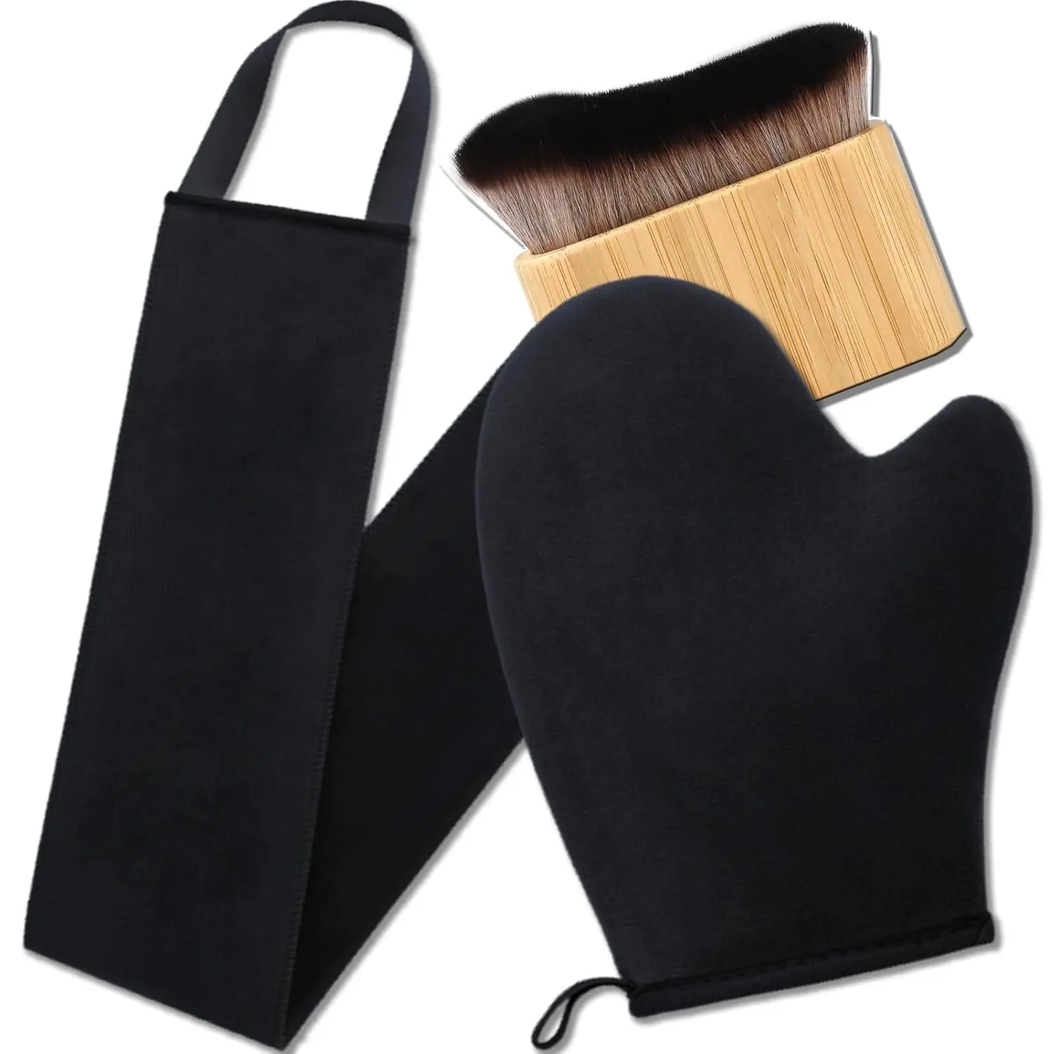 3 in 1 Self Tanning Mitts Self Tanner Mitt Applicator Kit, Self Tanning Brush for Self Tan Brush Back Tanning Applicator Tanning Personal Synthetic