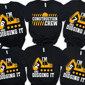 Construction Crew Shirt, Construction Birthday Party Shirts, Birthday, Matching Friends Shirts, Birthday Gifts For Him, Birthday Boy Shirt Unisex Hoodie T-shirt And Funny Sweatshirt D