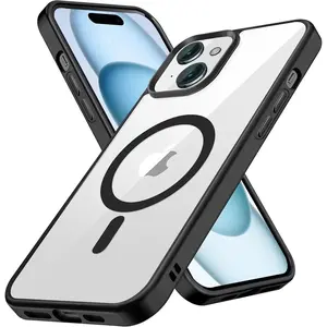 Entronix Pastel Clear Case for iPhone 15 Plus, [Magnetic-Compatible] Clear Back Bumper Cover, Smartphone Cellphone