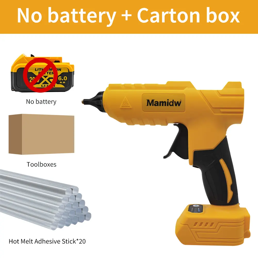 Mamidw 20V MAX Cordless Hot Melt Glue Gun (No Battery) - Compatible with DeWalt 20V MAX Batteries, 11mm Hot Melt Stick, Rapid Heat-Up, Solid Copper Nozzle, Anti-Slip Grip, for DIY, Woodworking Projects, Crafting Supplies, Gun Body, Temperature Auto-Regula