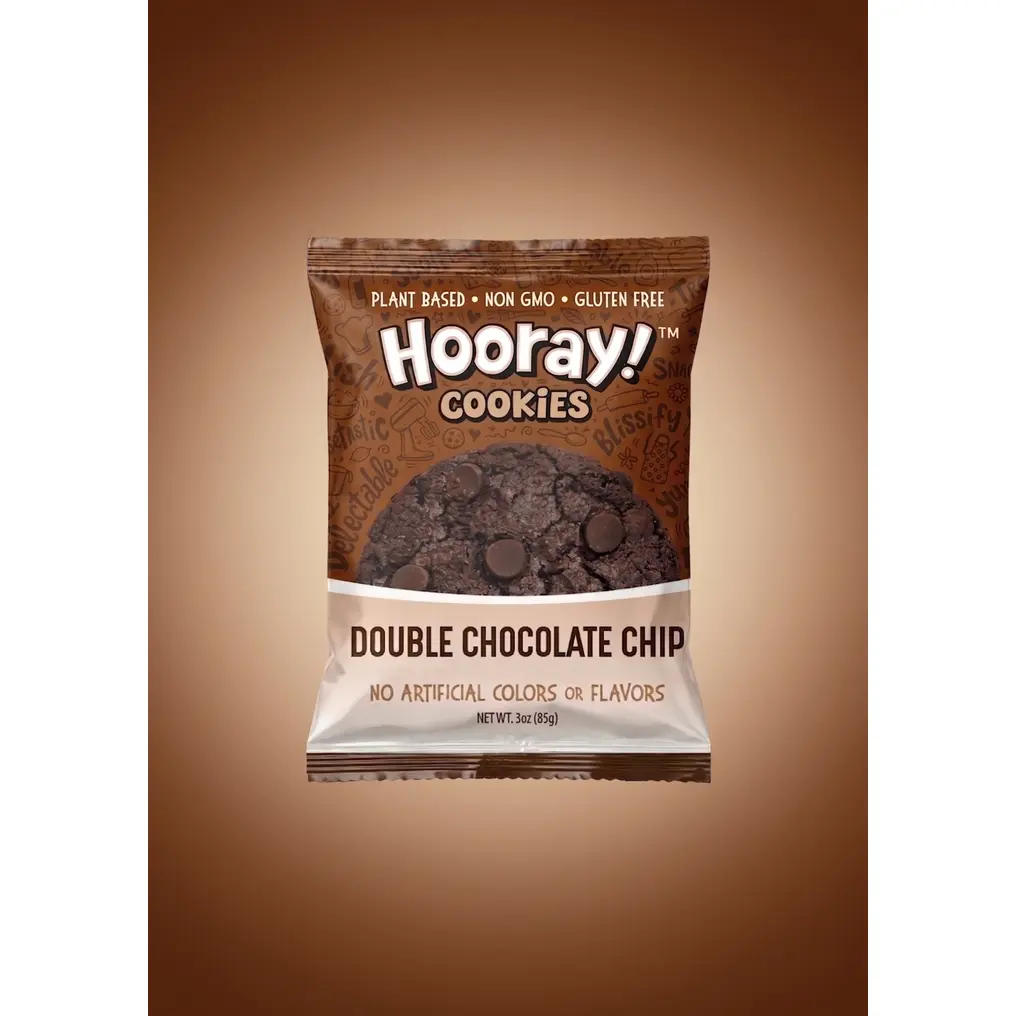 Gluten-Free 3oz Double Chocolate Chip Cookies - Individual Pack, Baked Snack Biscuits with Sea Salt, Baking Powder, Cocoa Powder, Grape Juice for On-the-Go Enjoyment