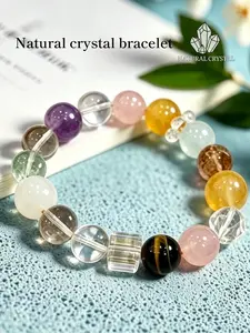 Natural white crystal yellow tiger stone exquisite bracelet, suitable for the stability of the wealthy, nourishing the business, calming and purifying the mind, and harmonizing the overall aura: handmade exquisite string, personalized layering/niche dress