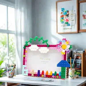 Dreamland Amusement Park 6-Inch Building Block Photo Frame, Picture Frame, Creative Handmade Puzzle Frame, Standable Wall Hanging, DIY Craft Decor, High Quality Frame, Home Office Frame