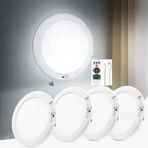 2/4-piece rechargeable circular magnetic induction LED night light, equipped with human body induction and magnetic installation, suitable for living rooms, bedrooms, wardrobes, corridors, shoe racks, Decorative Wall Lamp