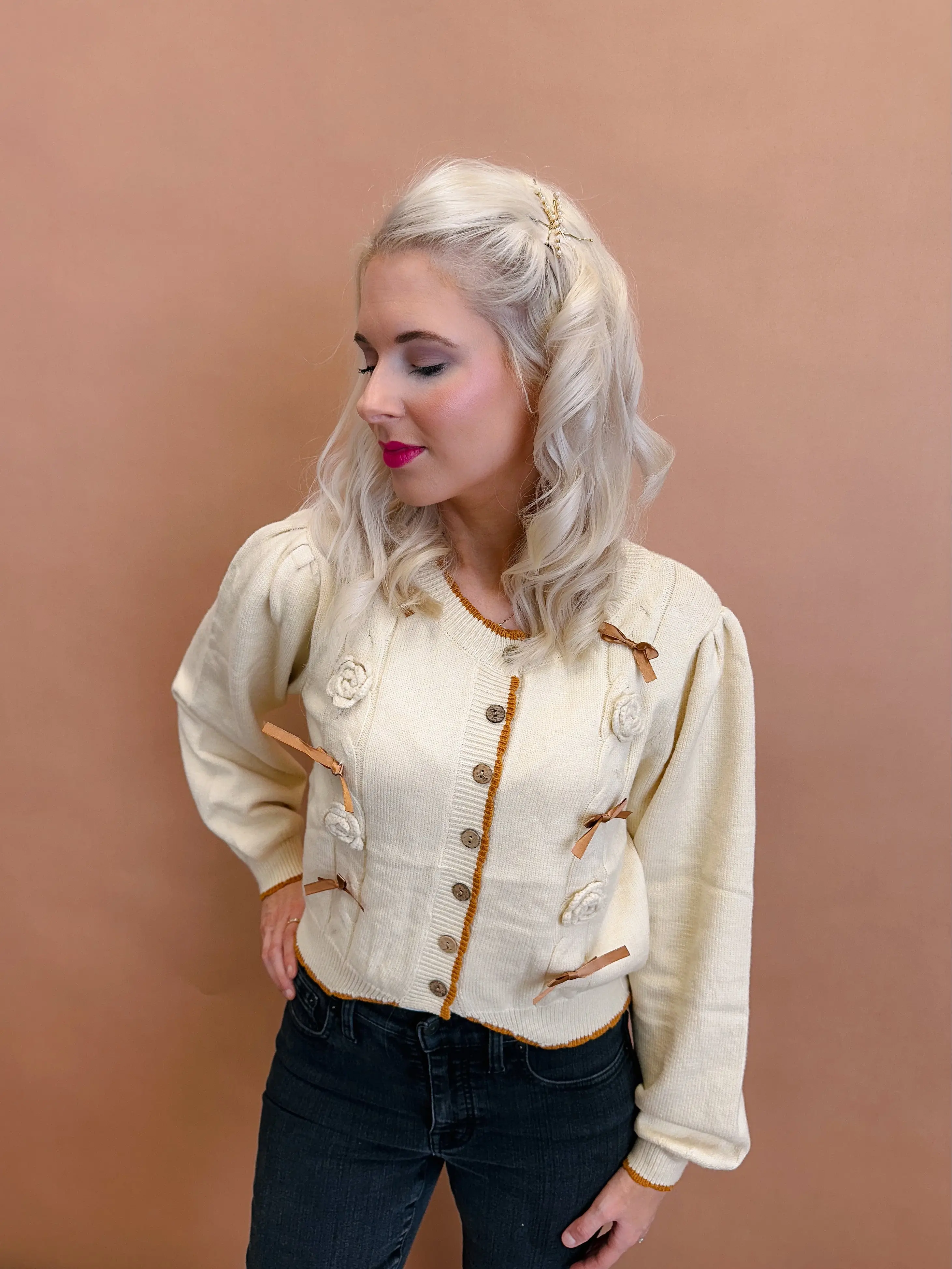 Golden Harvest Bow Cardigan