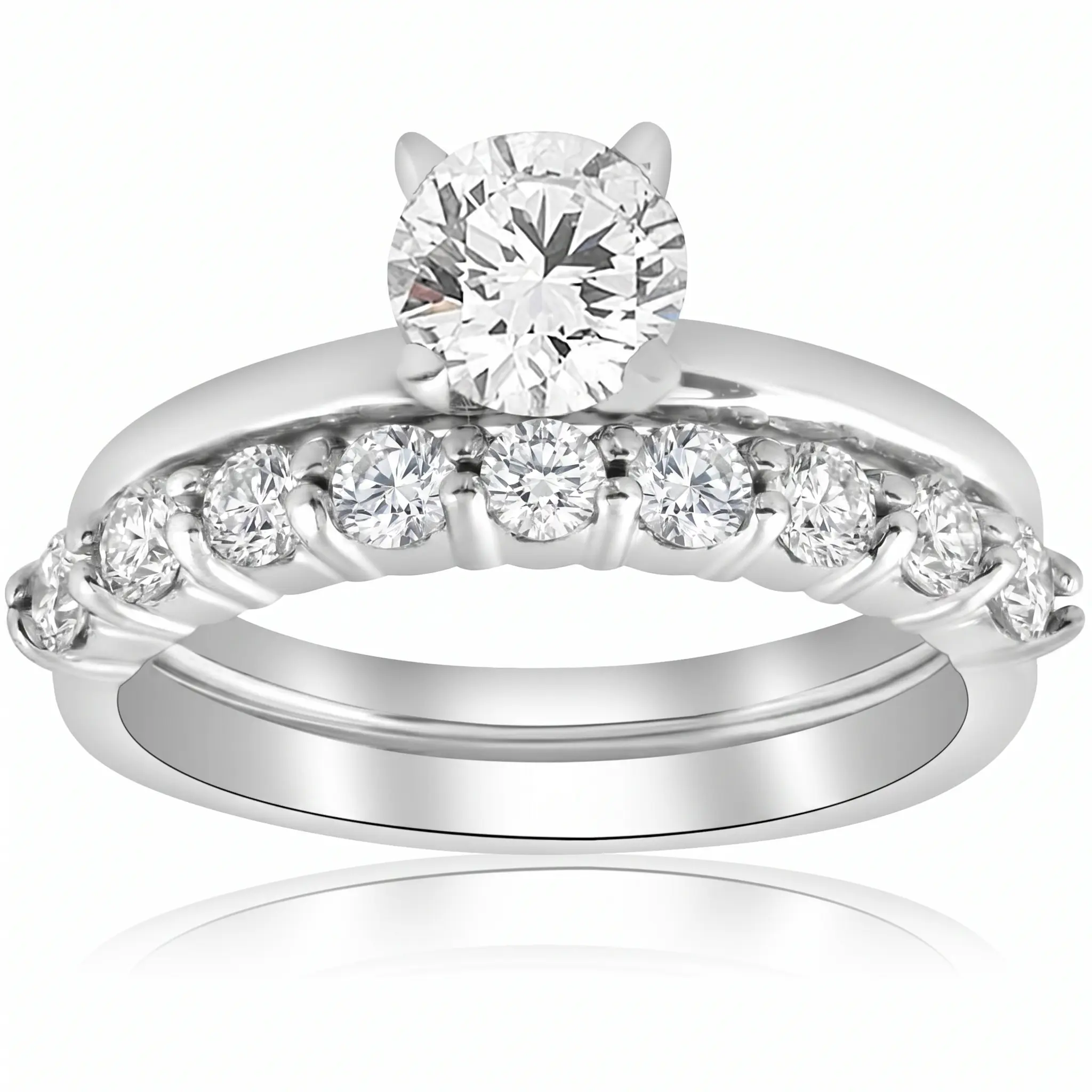 1 1/10ct Diamond Engagement Wedding Ring Solitaire Set 14k White Gold