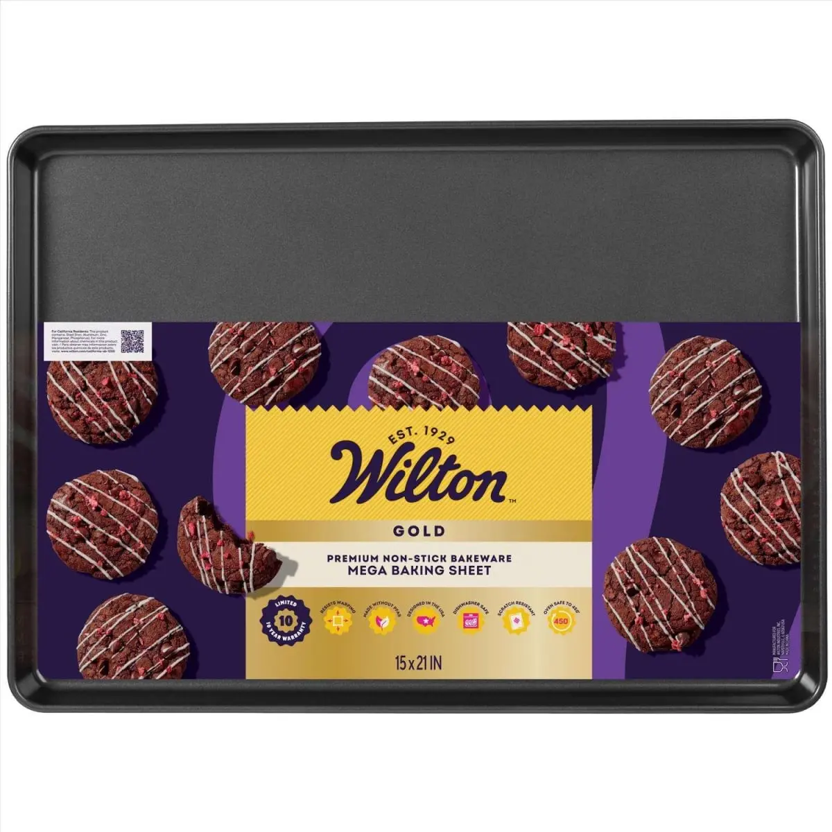 Wilton Enterprises 6088748 15 x 21 in. Black Mega Baking Sheet