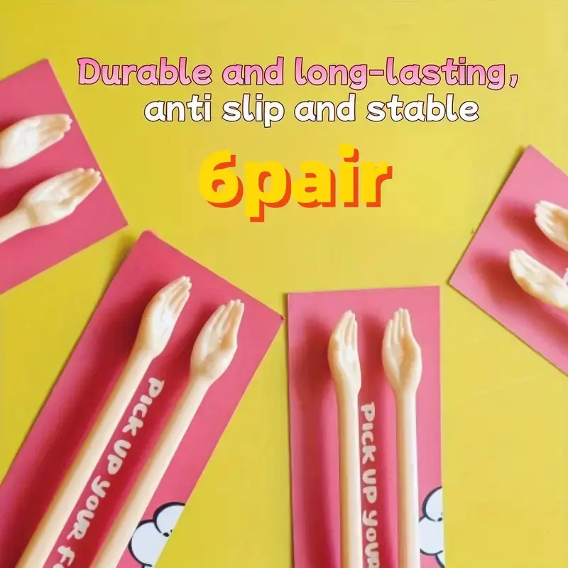Cute Palm-Shaped Chopsticks Set, Non-Slip Grip, Ideal for Pet Food & Small Portions, Durable Plastic Kitchen Utensils for Travel, Perfect Gift Choice