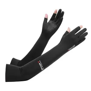 1 Pair Unisex Anti-UV Cooling Arm Sleeves With Half Finger Gloves, Summer Sunscreen Sweat Absorbing Arm Guards With Non-Slip Palm