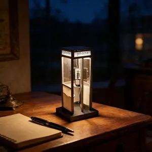 Vintage High Phone Booth Table Lamp, Creative Scene Atmosphere Night Sleep Gift, Perfect for Family Kids Boyfriend Friend Anniversary