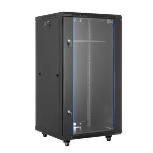 fathersdaygift VEVOR 22U Network Cabinet Wall Mount, 23.6 in Depth, 300 lbs Max Load Capacity Server Cabinet Rack Enclosure with Locking Tempered Glass Door, Side Panels, Server Rack for IT Equipment, A/V Devices