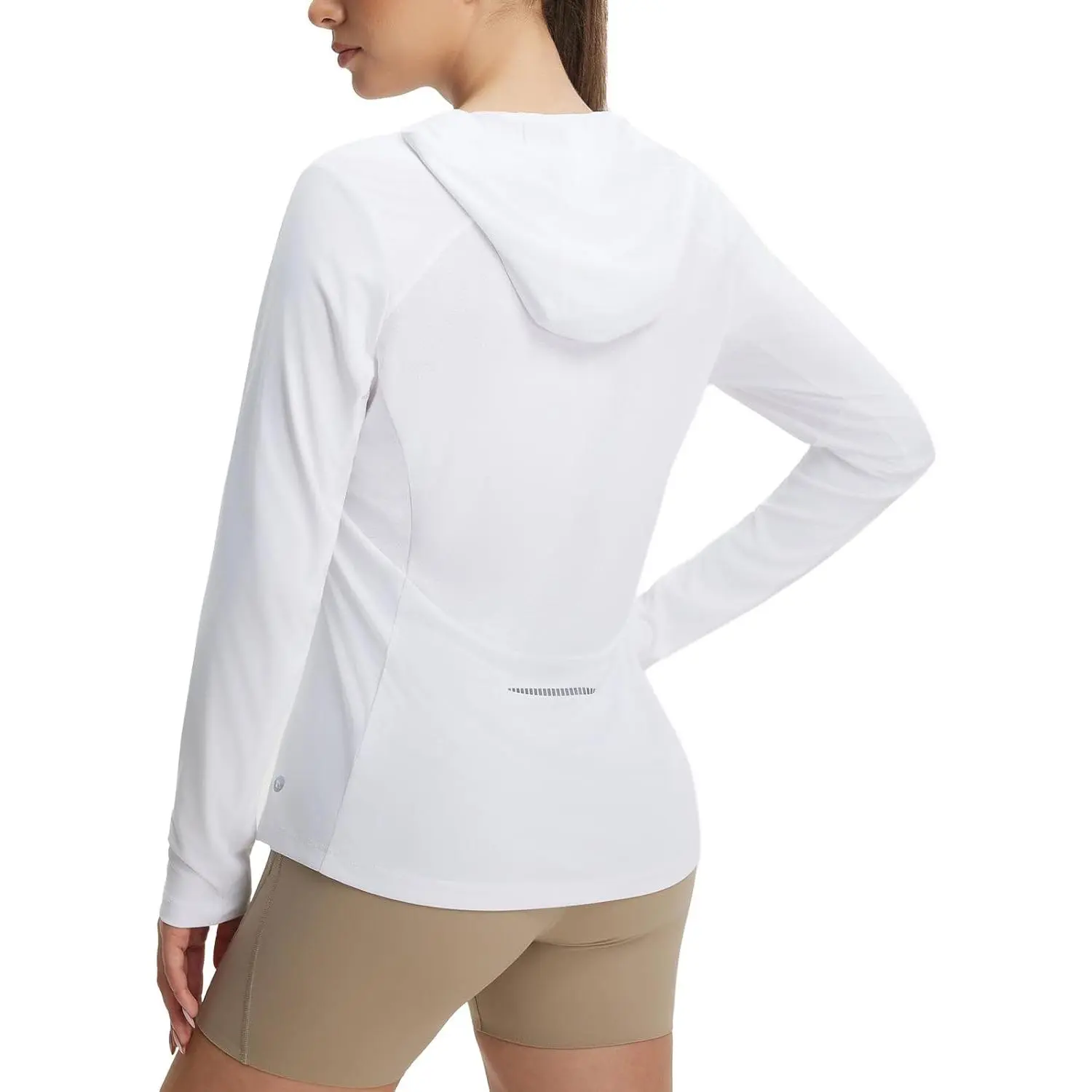 Baleaf Women's UPF 50+ Plain Long Sleeve Shirt - Hood Blocks UV, Lightweight, Pull-On, Breathable Mesh Back, Roll-Up Sleeves for Outdoor Sports Hiking Fishing, 26Ss