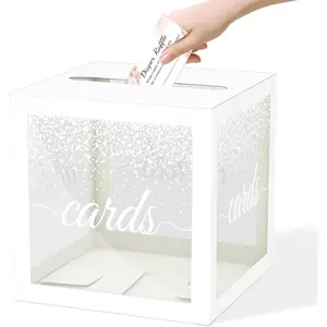 White Pot Clear Cards Box, Cards Receiving Box For Birthday, Wedding, Bridal or  Shower, Graduation, Anniversaries and Engagement Parties