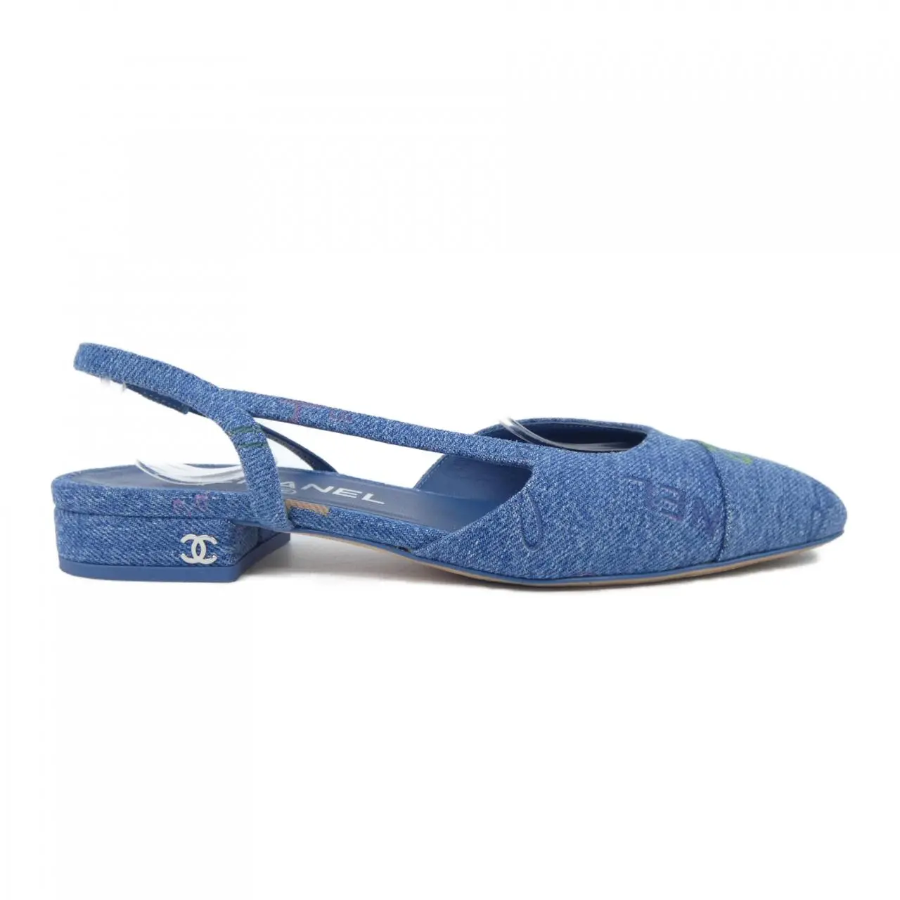 Pre-owned CHANEL Denim Small Leather Goods Slingback Shoes