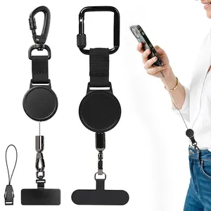 Anti-Theft Smartphone Lanyard Accessory - 1 Pack Single Tether with Steel Cable, Locking Carabiner, String-Tether Keychains for Outdoor Enthusiasts, Travel