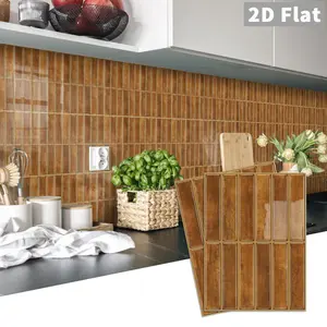 3/15PCS American modern art style brown vinyl thickened crystal film self-adhesive tile stickers, Decorative Wall Sticker, Waterproof Wall Sticker, wall stickers can be used in kitchens and bathrooms, peel and stick, with enhanced adhesion