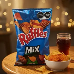 Ruffles Salsa & Queso Flavor Crunchy Potato Chips, High-Flavor Ready-to-Eat Crispy Snack