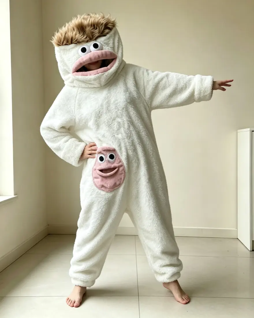 Premium oversized and elongated soft flannel jumpsuit pajamas, plush pajamas with free large comb, cute and quirky home clothes for parents, couples, and girlfriends, suitable for prank holiday atmosphere, Nightwear