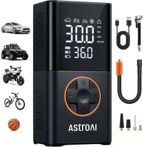 AstroAI L7 Tire Inflator Portable Air Compressor Cordless Mini Bike Pump with Digital Dual Values Display, 150 PSI Car Tires Air Pump with LED Lights&Pressure Gauge for Auto, Motorcycles, Bikes, Balls