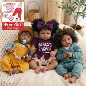 BABESIDE Lifelike Reborn Baby Dolls Black Girl Callie - 20 - Inch Soft Body Realistic Newborn Baby Doll Poseable Limbs Real Life Baby Dolls with Clothes and Toy Gift for Kids Age 3+ Rebornbabydoll