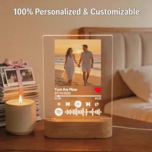 Custom Spotify Plaque Night Light, Personalized Acrylic Photo Lamp with UV Printing, Customizable Song & Picture LED 3D Night Lamp, Music Code Scannable Light for Bedroom Decor, Ideal Gift for Anniversary, Birthday, Valentine's Day  Boyfriend, Girlfriend
