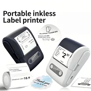 Portable Label Printer for Small Businesses, Offices & Home Use, Wireless Mini Inkless Thermal Printer, Photo Labels, Lithium Button Cell Battery