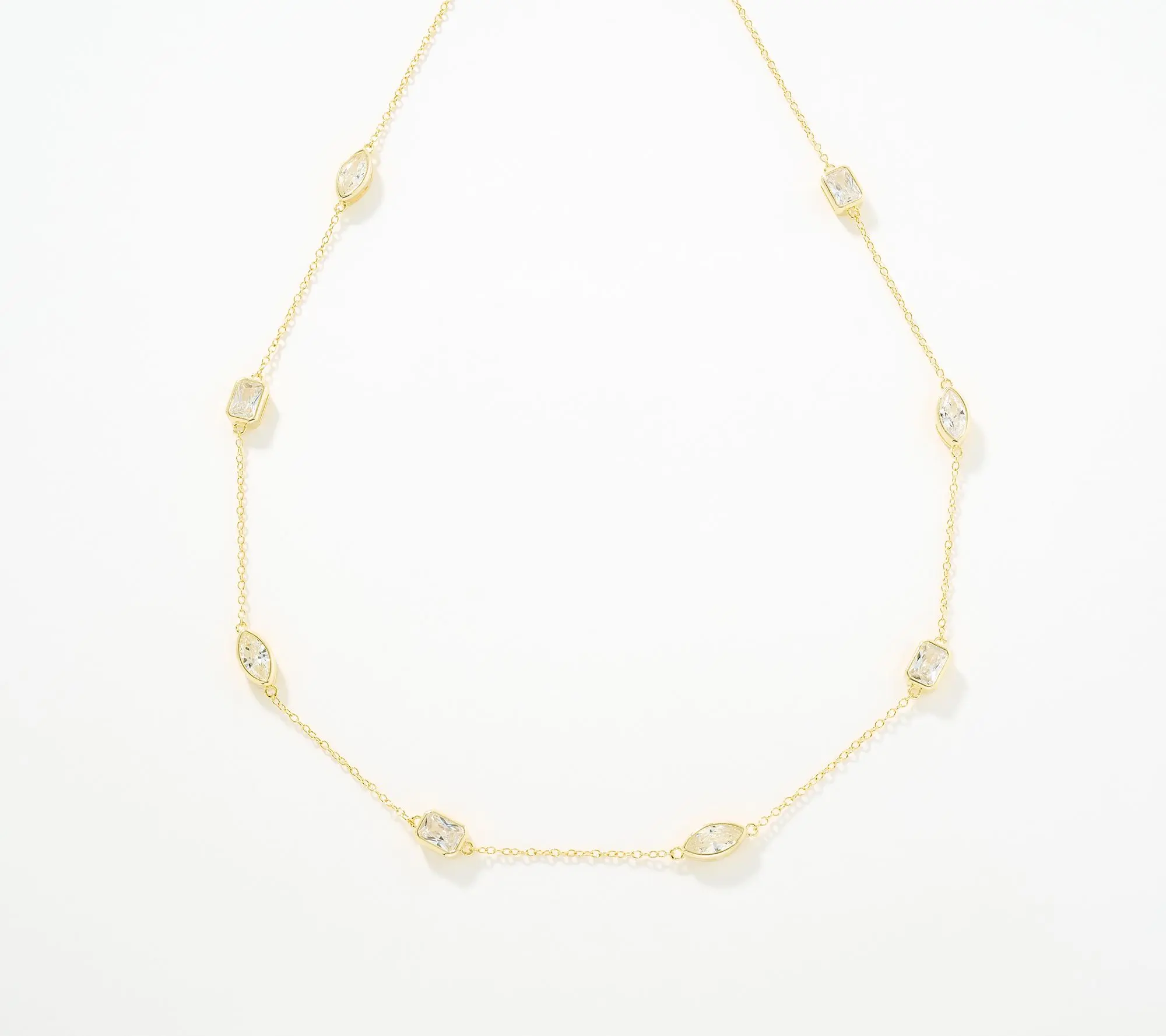 Diamonique Classics Bezel Set Station Necklace, Sterl