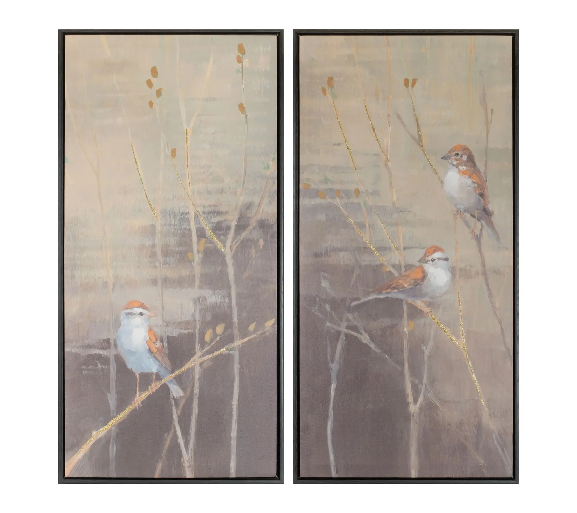 Melrose International Framed Bird Floral Wall Print (Set of 2)