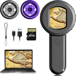 Pocket Digital Microscope for Adults : 100X Handheld Magnifying Glass with Light, USB  Magnifier for Collector, Portable Jewelers Loupe with 2" Screen, Mini Scope for Trichome