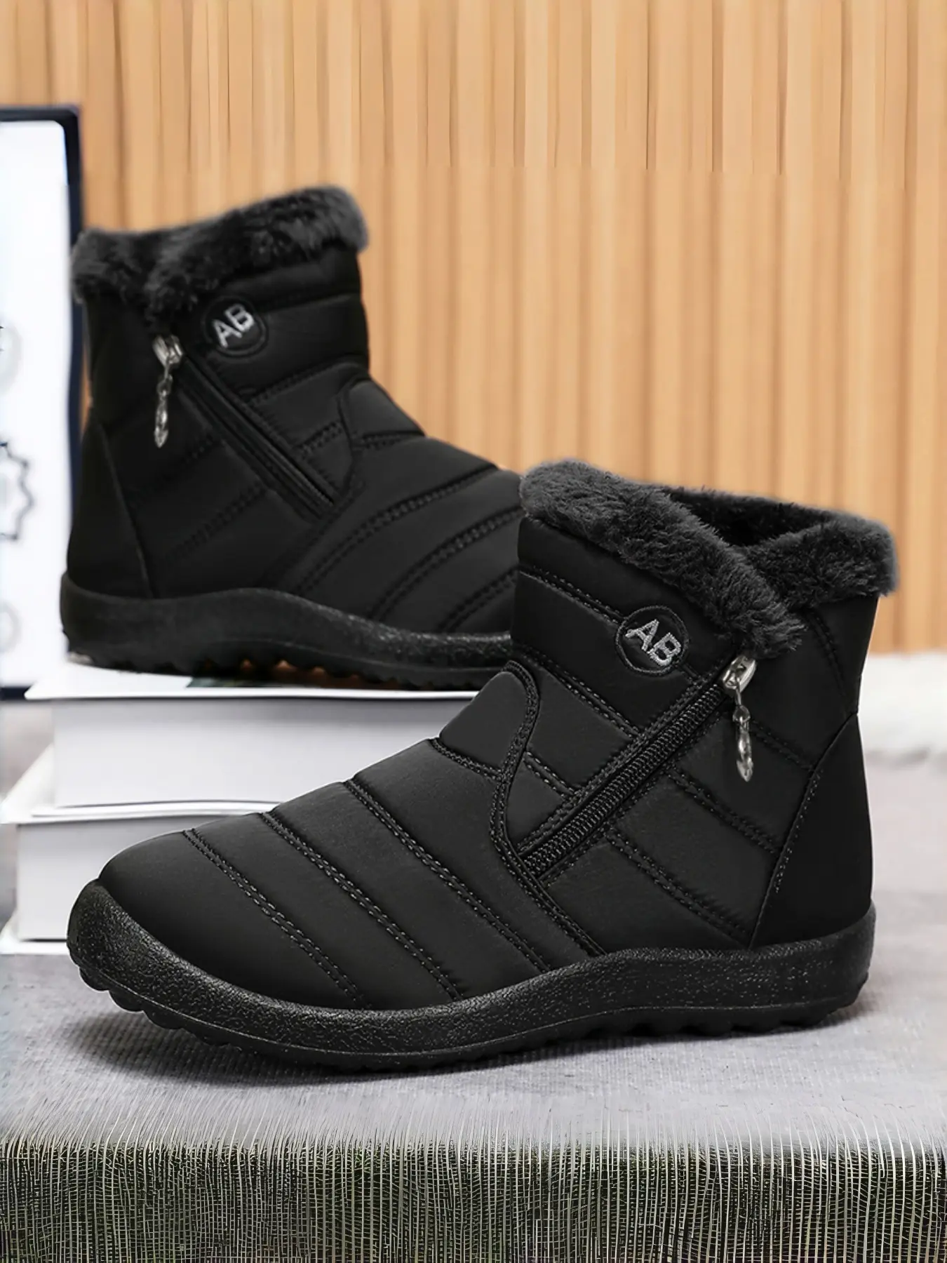 Cotton shoes, women's winter polyurethane long tube cotton boots, warm high top elderly shoes, couple's plus size snow boots, Rubber, Ankle Boots