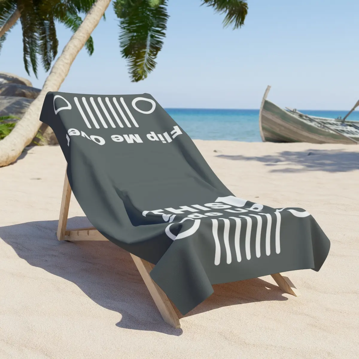 Jeep Flip Me Over Beach Towel, Gray, Large or extra Large, Polyester/Cotton Blend