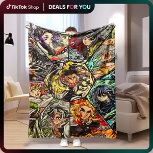 Ultra-Soft Anime Print Flannel Throw Blanket Home Sofa Bedroom Dorm Couch Office Car Travel Blankets  Gift for Men Women Boys Girls