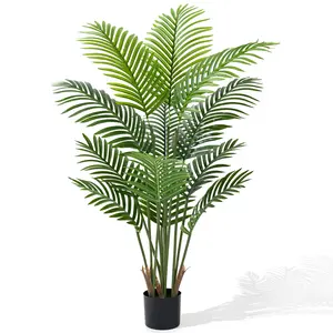 Lumivexa 4FT Artificial Palm Tree  Fake Tree with Black Planter Faux Tropical Areca Floor Plant in Pot Artificial Silk Plant for Home Office Living Room Decor Indoor