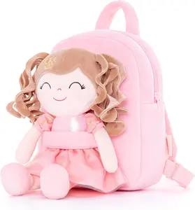 Kids Backpack Toddler Girls Backpacks Soft Plush Girl Toys Crown Princess Pink 9"