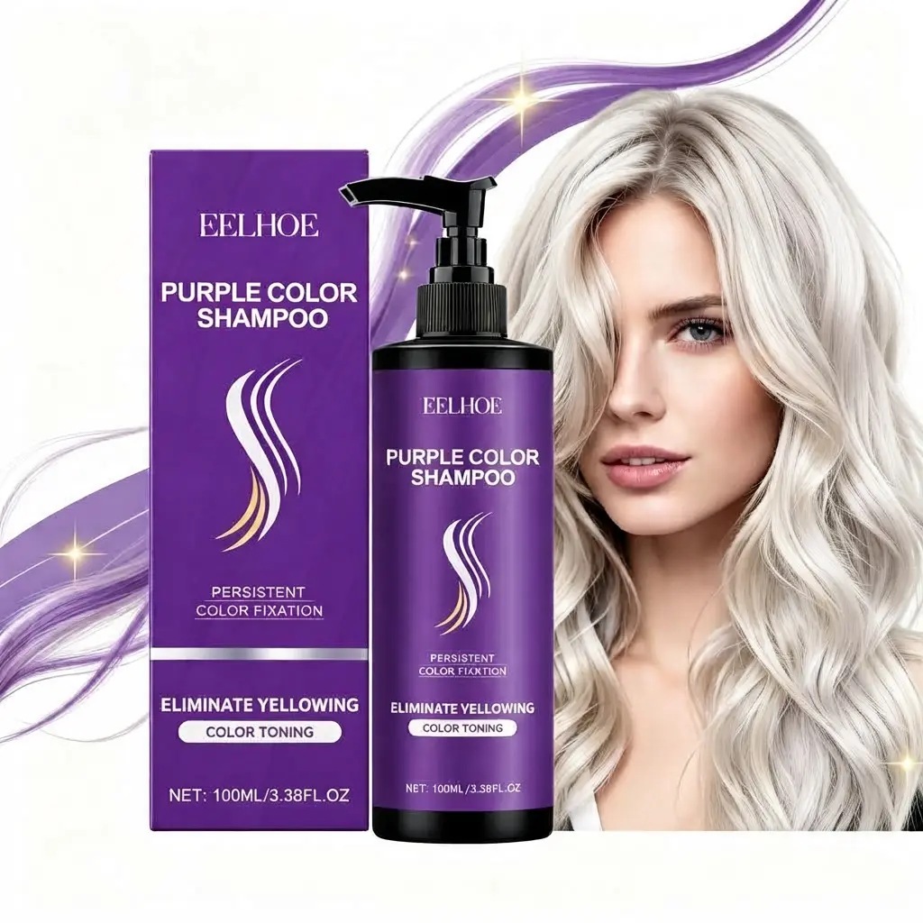 EELHOE Purple Toning Shampoo for Blonde Color-Treated Hair - Color Depositing, Anti-Brass, Moisturizing Cleansing Haircare