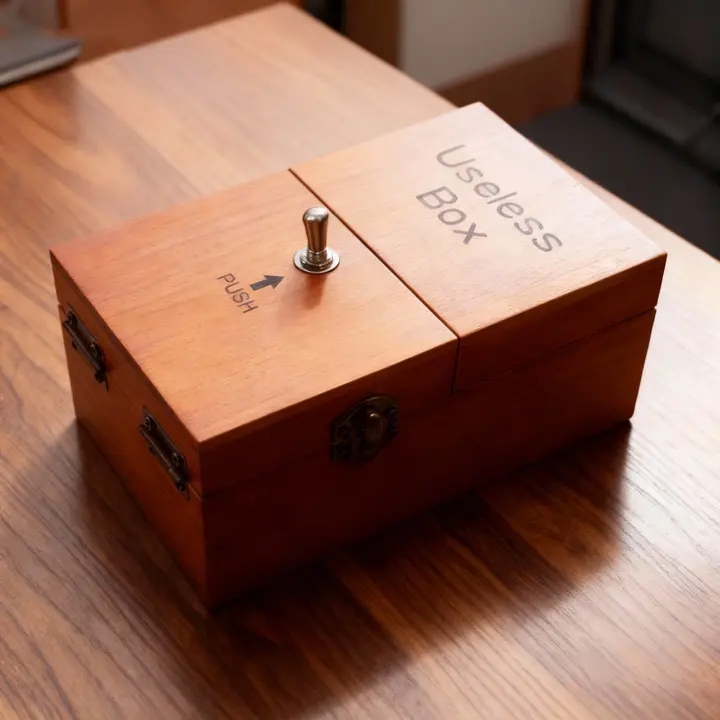 Useless Box Desktop Collectible Toy, Stress Relief Tool, Funny Office Gift