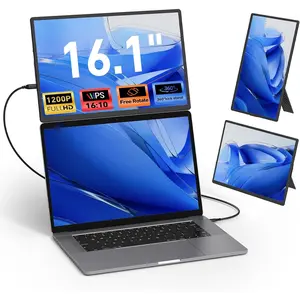 Laptop Screen Extender  Portable - 16.1'' FHD 1200P Portable Screen for Laptops, 360? Rotating, Plug & Play, Detachable Stand, Height Adjustable Laptop  Extender for /Win/Phone/Tablet