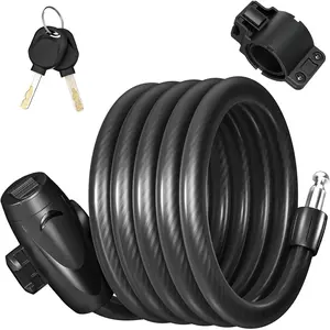 Lock, 1/2 Inch Thick  Lock  Coiled Secure Bicycle Lock with  Scooter Lock  Locks Heavy Duty Anti    Lock with Mounting Bracket (4Feet, 6 )