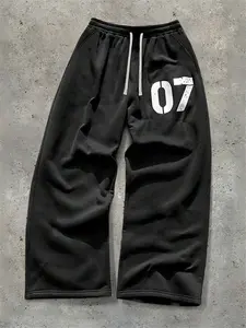 Men's Loose-Fit Straight-Leg Sweatpants, Elastic Waistband, Side Pockets, Casual Streetwear for All Seasons, Unisex Design